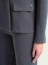  Blazer doppio petto con fantasia a spina di pesce in Eco Jacquard Neri Donna - Ragno