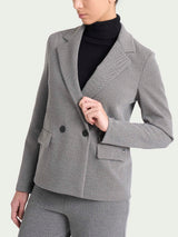  Blazer doppio petto con fantasia a spina di pesce in Eco Jacquard Marroni Donna - Ragno