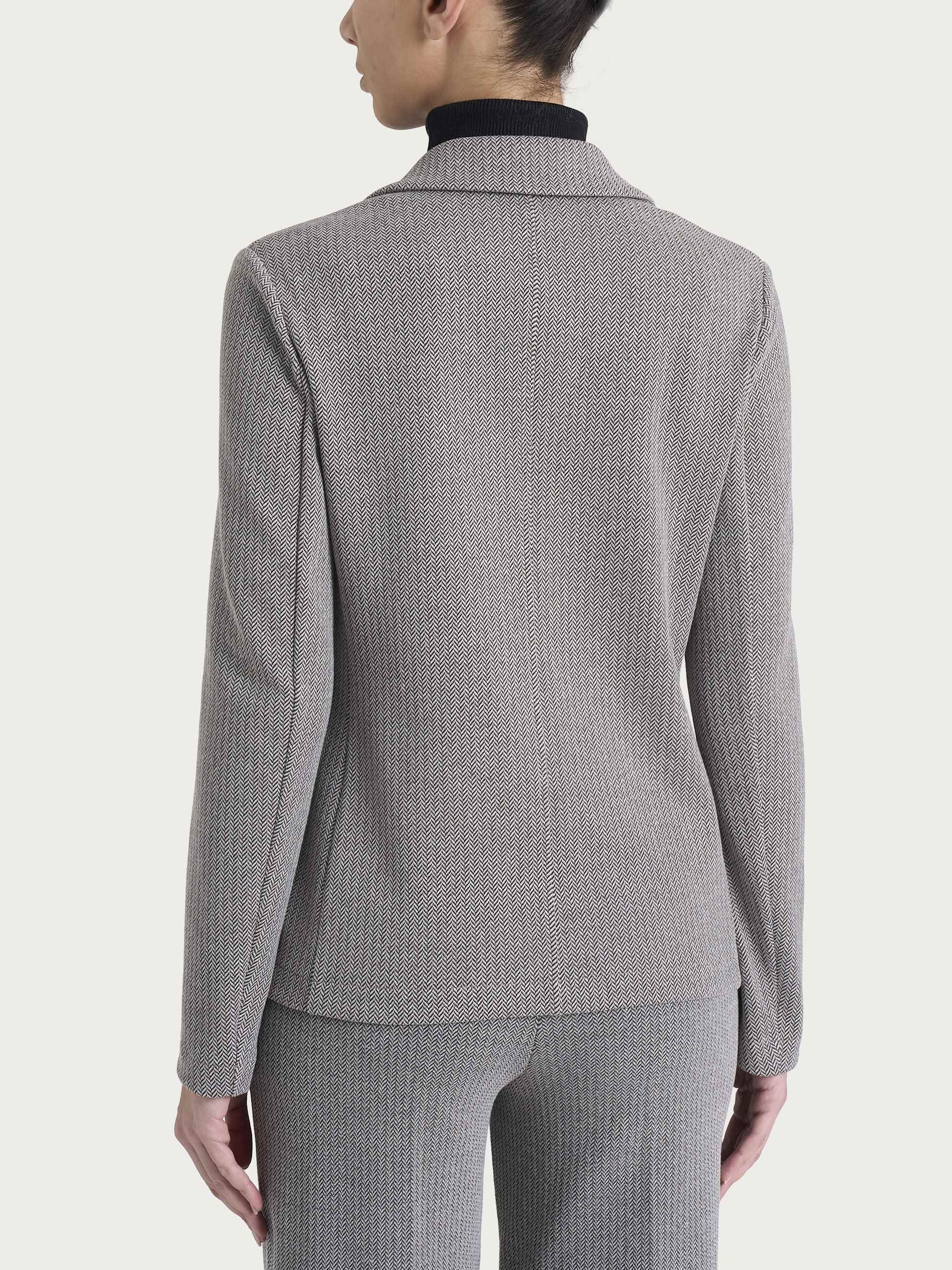  Blazer doppio petto con fantasia a spina di pesce in Eco Jacquard Marroni Donna - Ragno