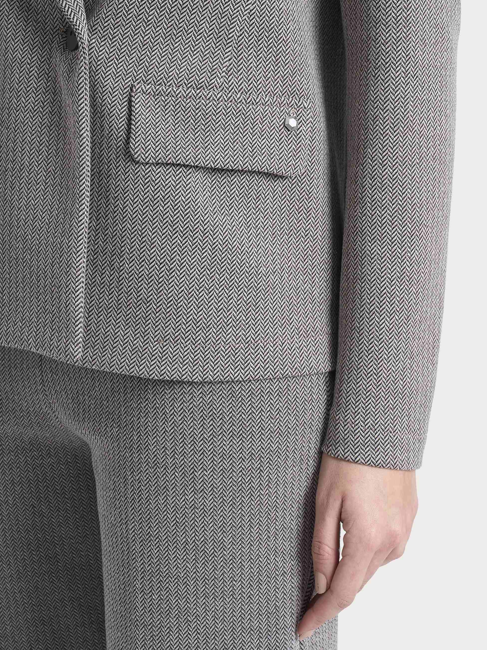  Blazer doppio petto con fantasia a spina di pesce in Eco Jacquard Marroni Donna - Ragno