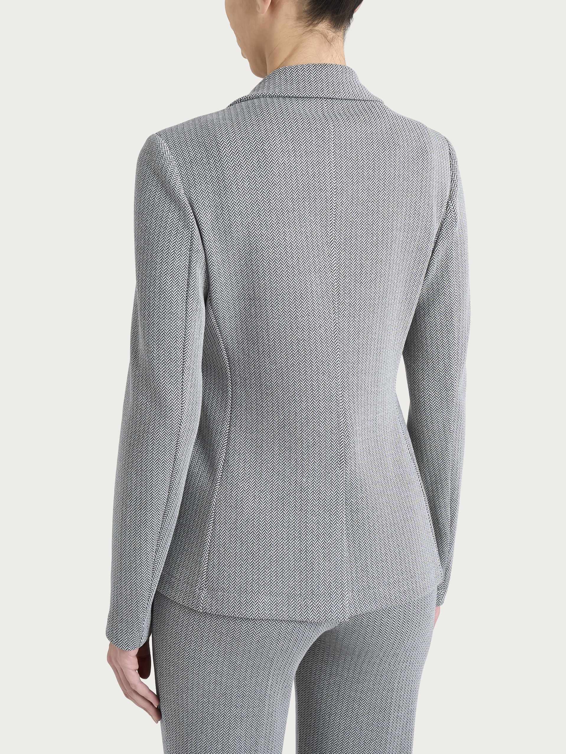 Blazer due bottoni con fantasia a spina di pesce in Eco Jacquard Neri Donna - Ragno