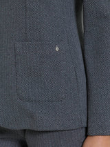 Blazer due bottoni con fantasia a spina di pesce in Eco Jacquard Neri Donna - Ragno