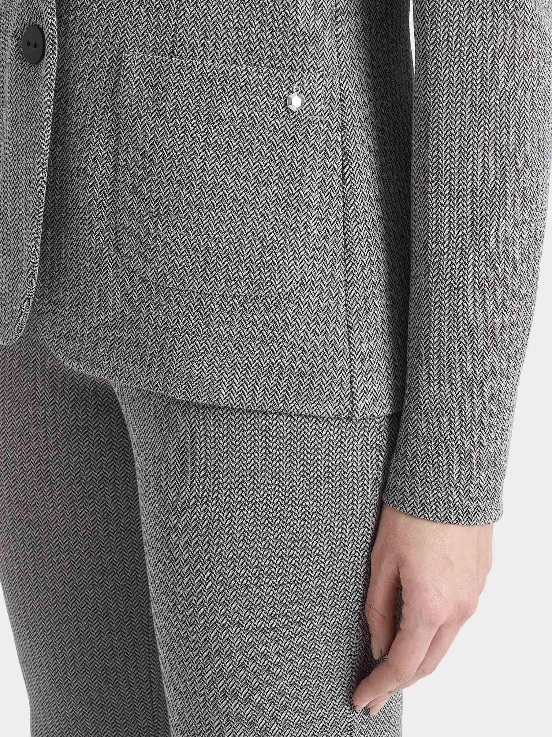 Blazer due bottoni con fantasia a spina di pesce in Eco Jacquard Marroni Donna - Ragno