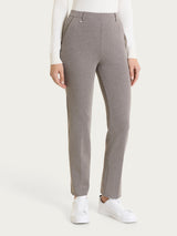 Pantalone dritto con tasche e fantasia a spina di pesce in Eco Jacquard  Marroni Donna - Ragno