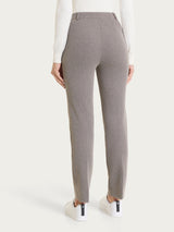 Pantalone dritto con tasche e fantasia a spina di pesce in Eco Jacquard  Marroni Donna - Ragno