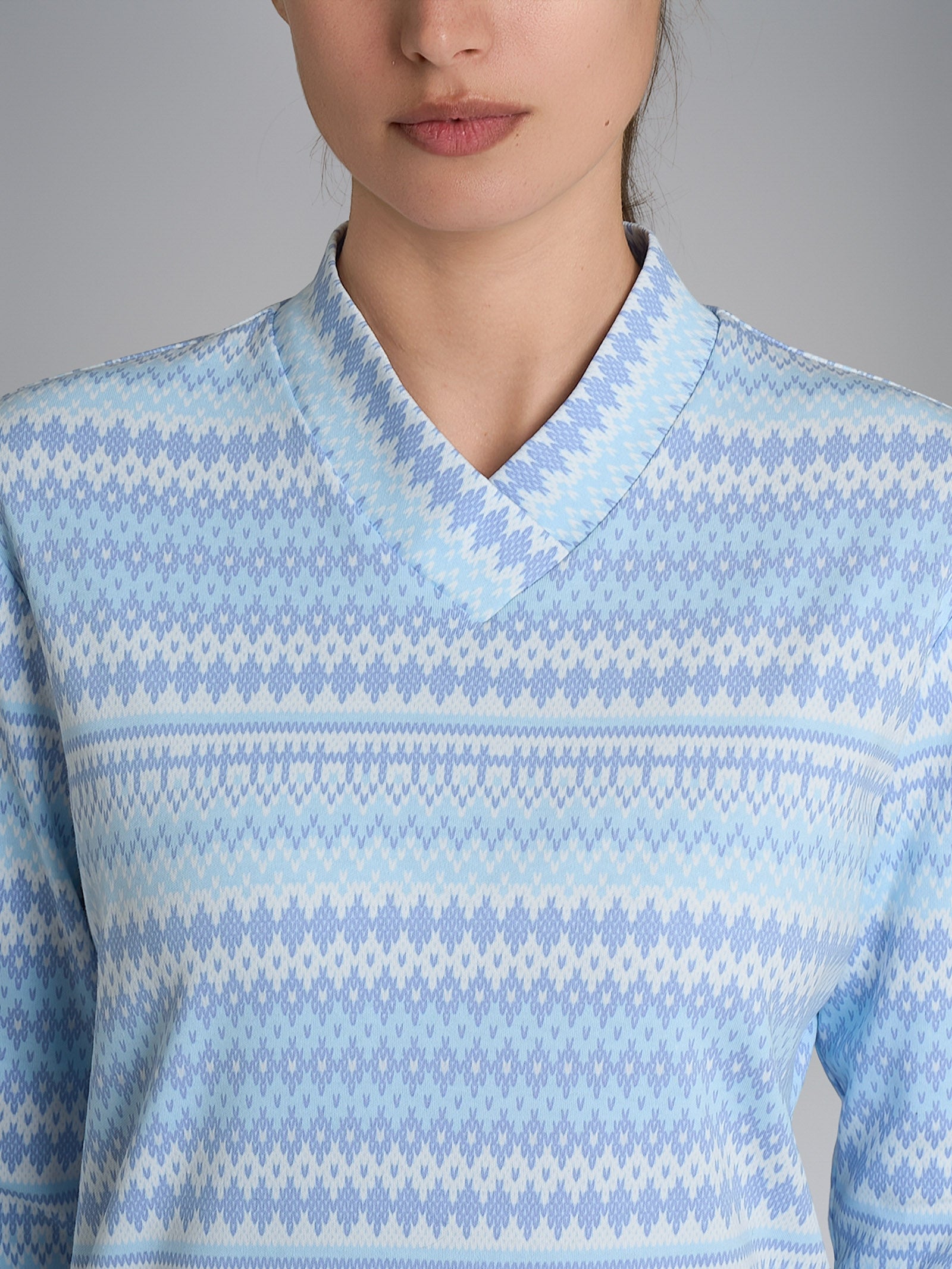 Pigiama con scollo a V in Interlock di cotone  Azzurri Donna - Ragno