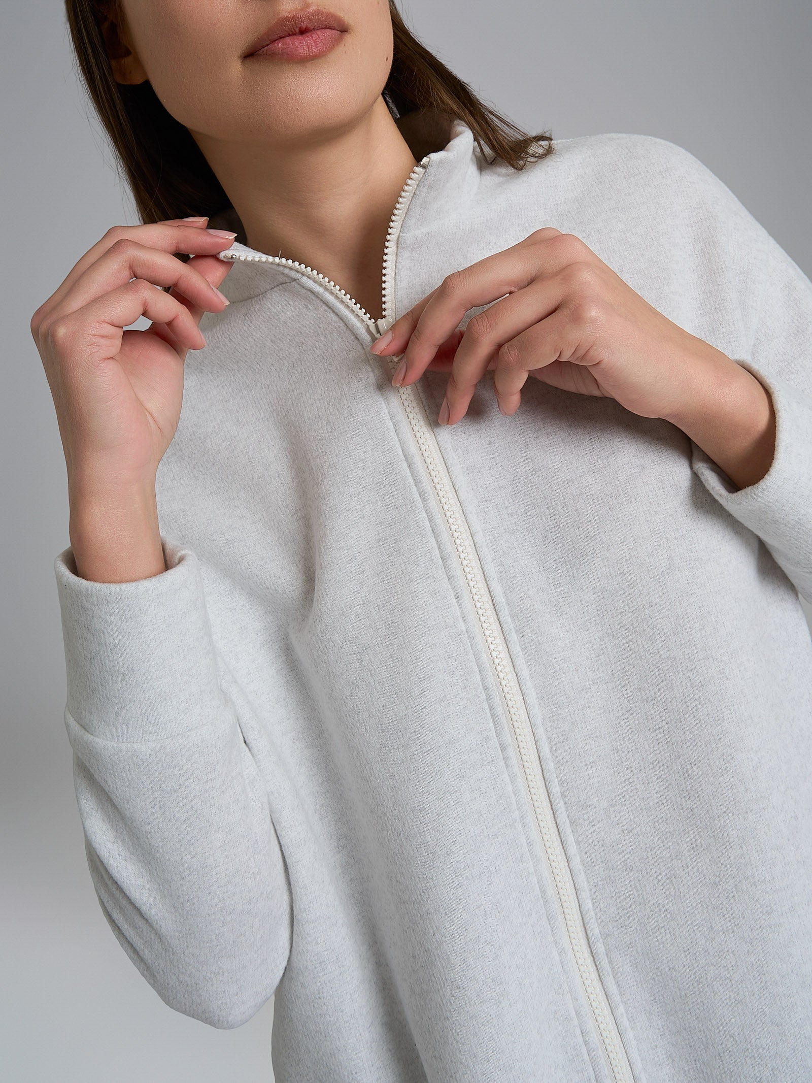 Pigiama con zip in tinta unita in Cotton Eco Pile Neri Donna - Ragno