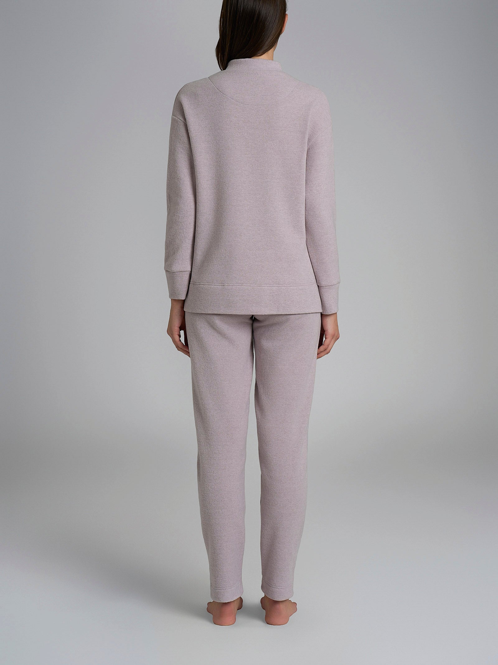 Pigiama con zip in tinta unita in Cotton Eco Pile Viola Donna - Ragno
