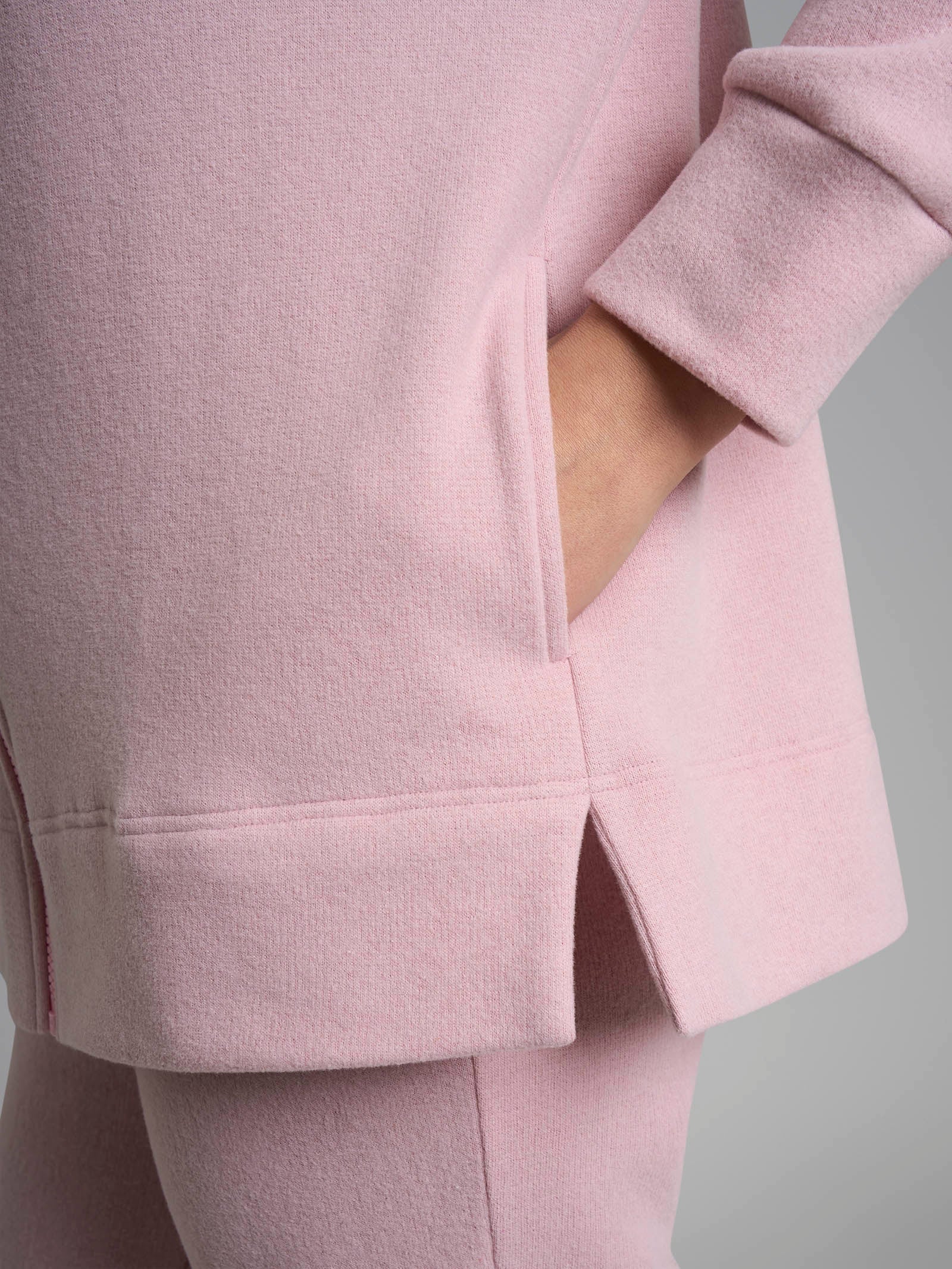 Pigiama con zip in tinta unita in Cotton Eco Pile Rosa Donna - Ragno
