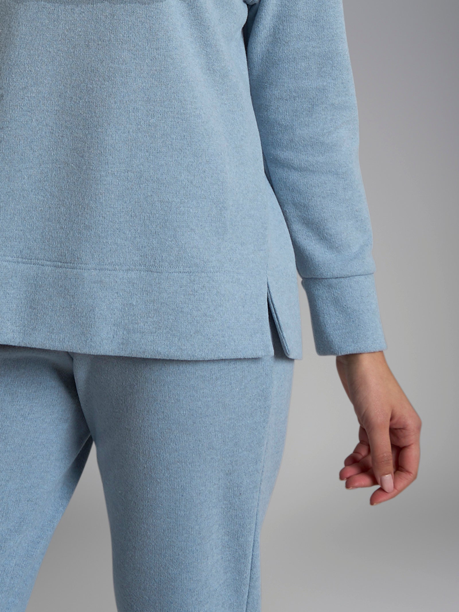 Pigiama con collo a vulcano in tinta unita in Cotton Eco Pile Bianchi Donna - Ragno