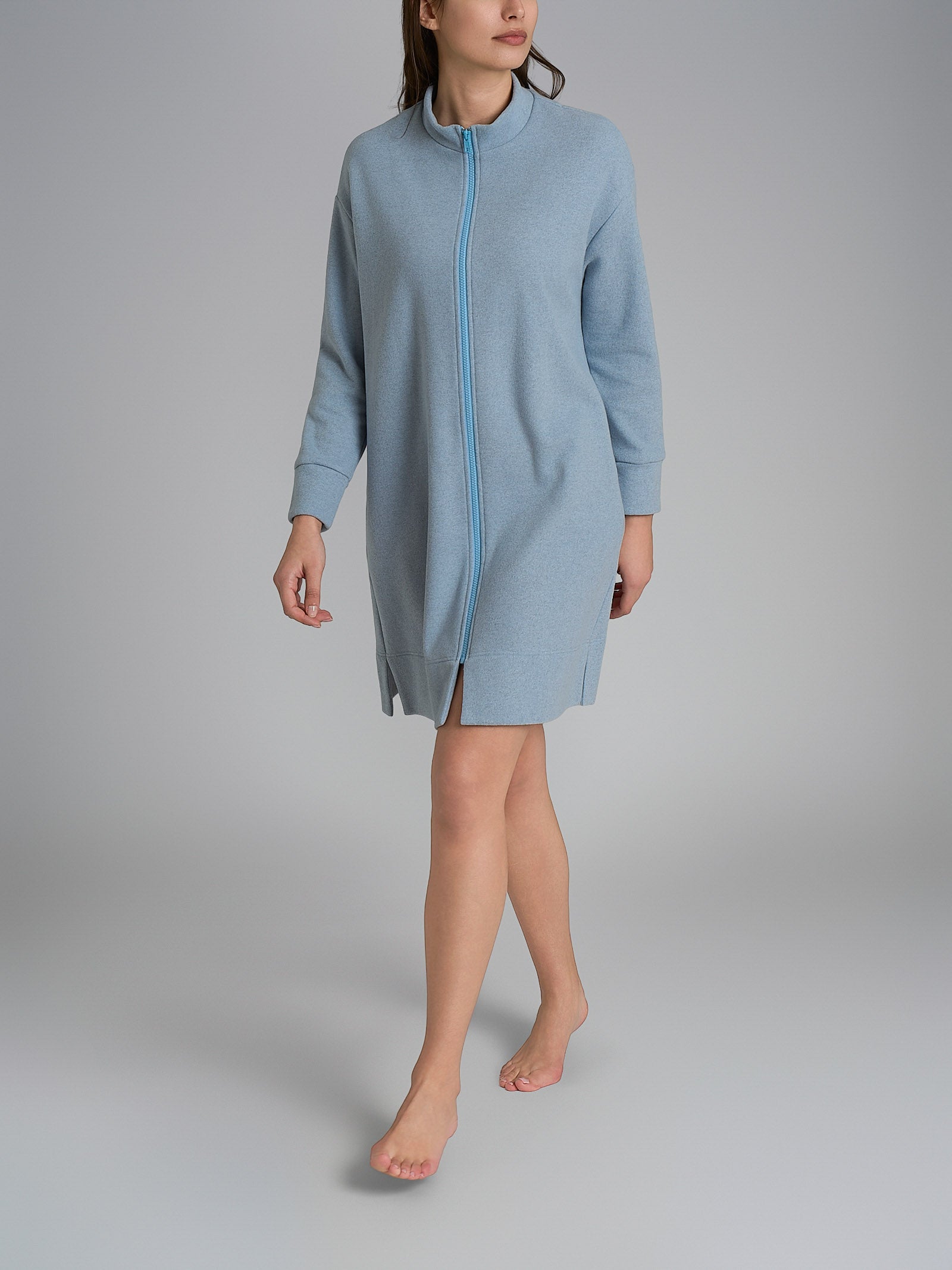Vestaglia con zip in tinta unita in Cotton Eco Pile Bianchi Donna - Ragno