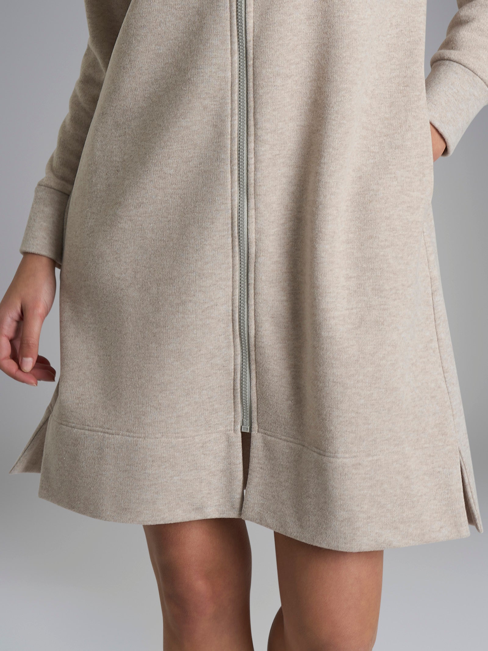 Vestaglia con zip in tinta unita in Cotton Eco Pile Rossi Donna - Ragno