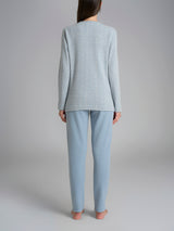 Pigiama serafino con fantasia in Cotton Eco Pile Bianchi Donna - Ragno
