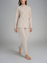 Pigiama aperto con fantasia in Cotton Eco Pile Grigi Donna - Ragno