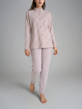 Pigiama aperto con fantasia in Cotton Eco Pile Viola Donna - Ragno