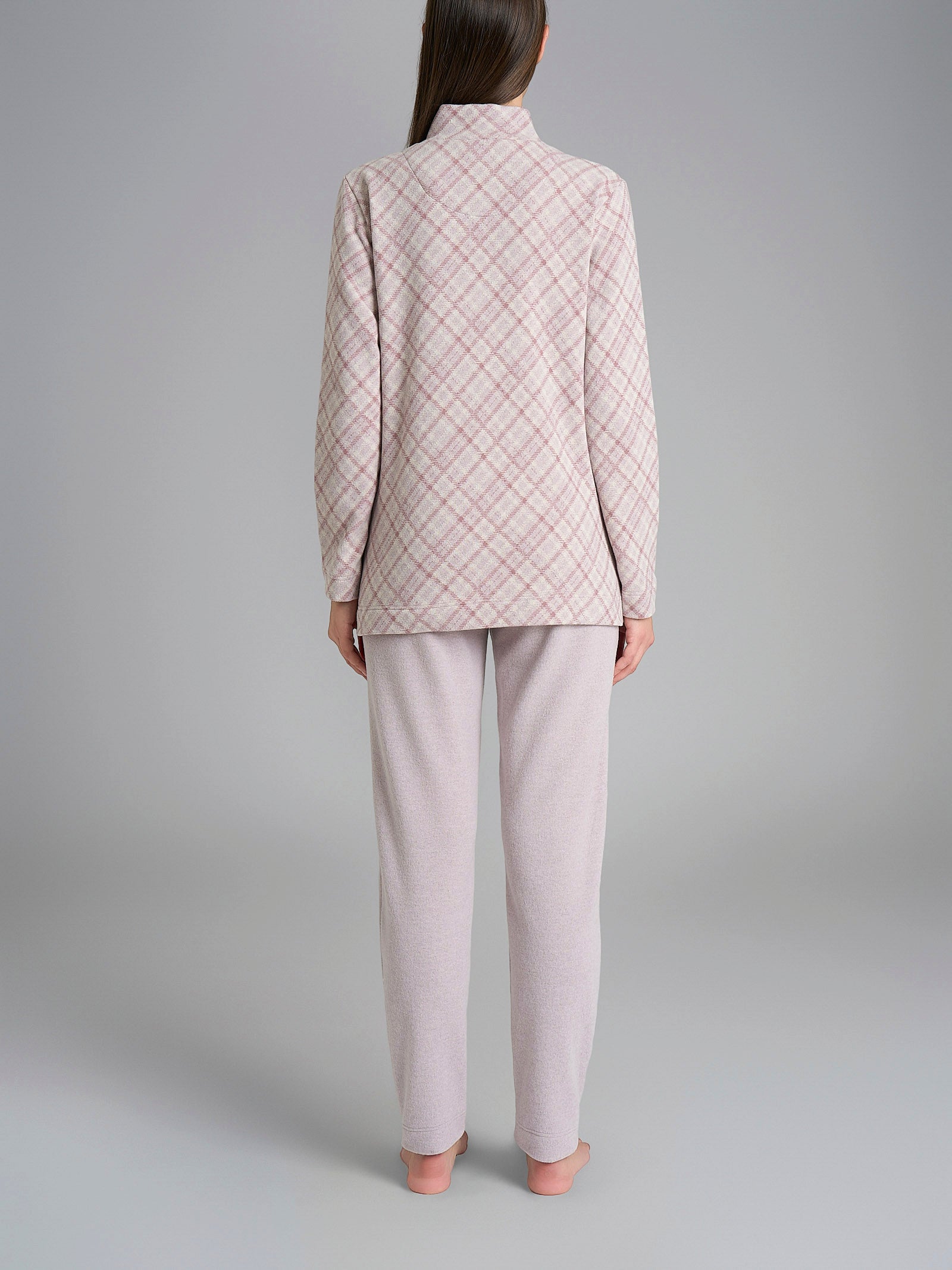 Pigiama aperto con fantasia in Cotton Eco Pile Viola Donna - Ragno