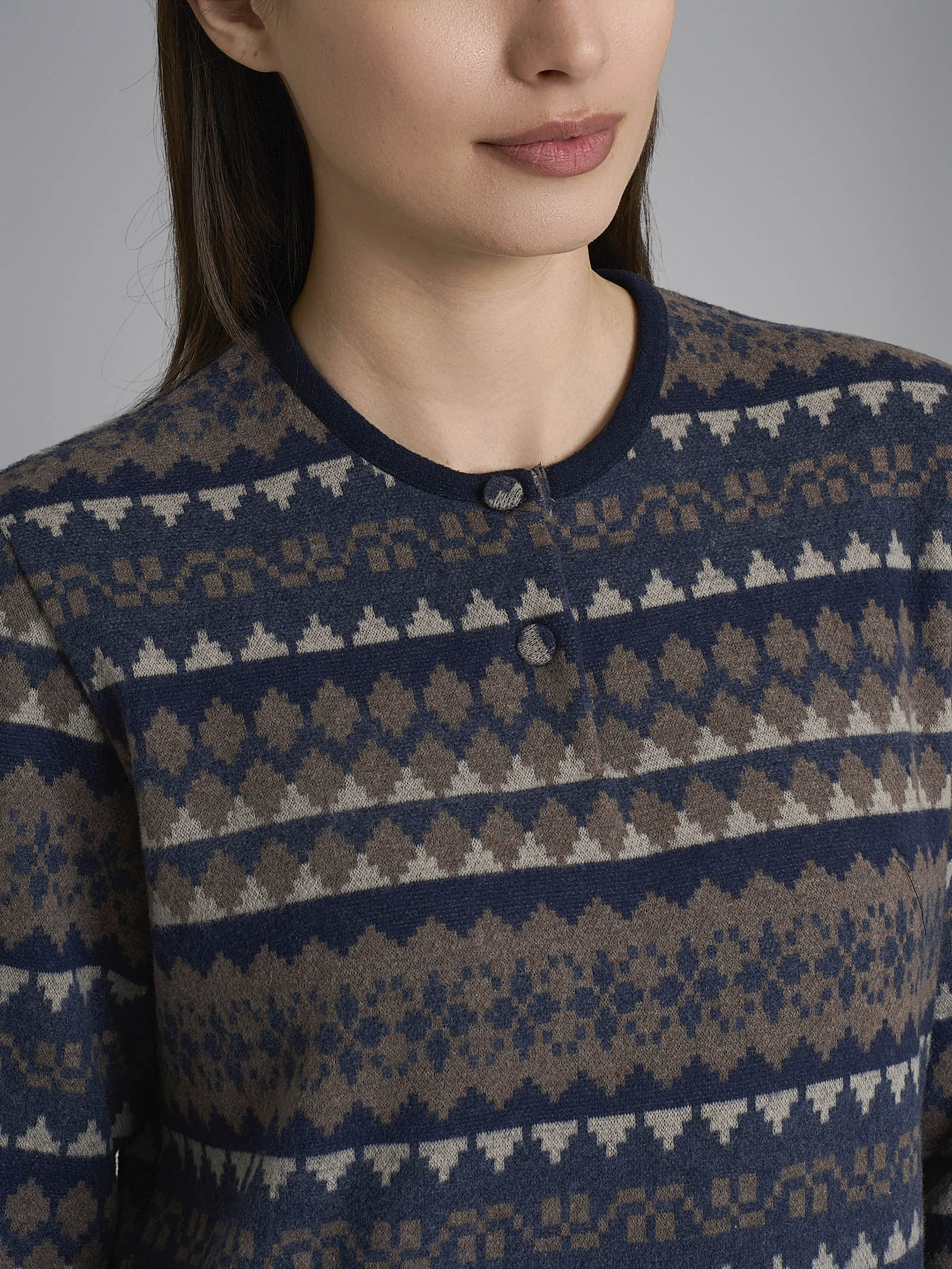 Pigiama nordico a serafino in Cotton Eco Pile Blu Donna - Ragno