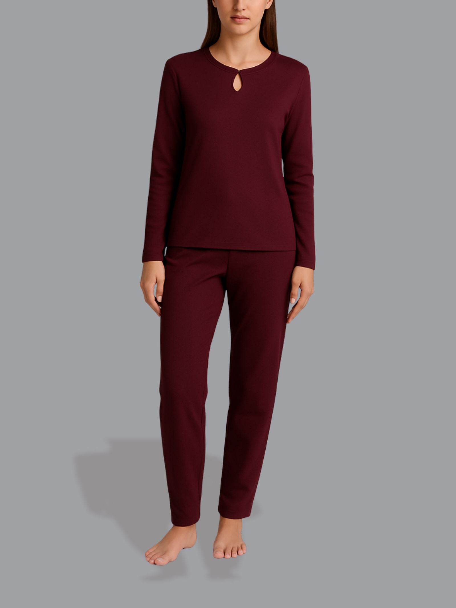 Pigiama con scollo a goccia in Thermo Cotton Viola Donna - Ragno