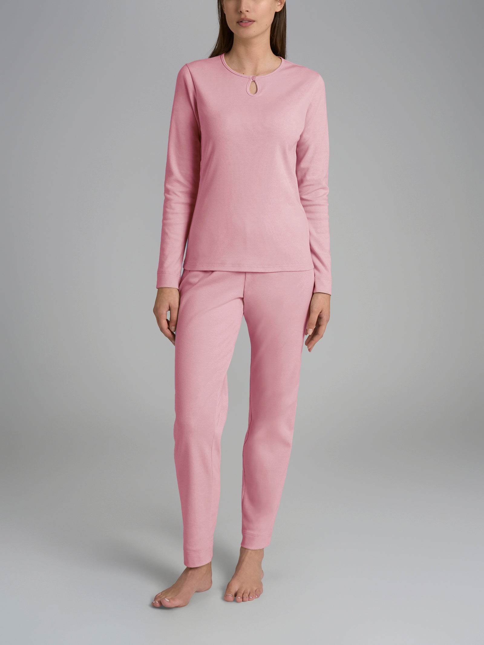 Pigiama con scollo a goccia in Thermo Cotton Rosa Donna - Ragno