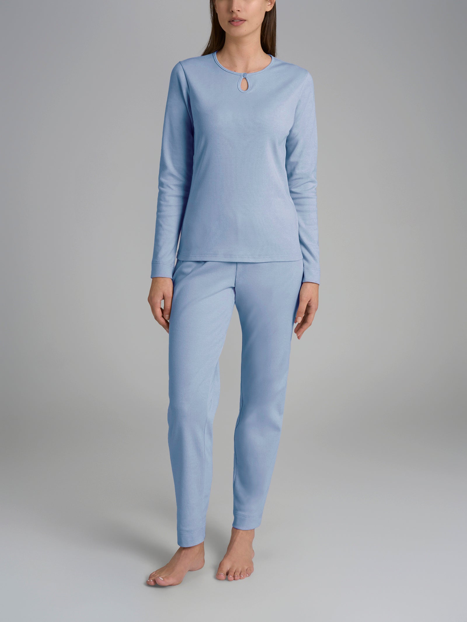Pigiama con scollo a goccia in Thermo Cotton Azzurri Donna - Ragno