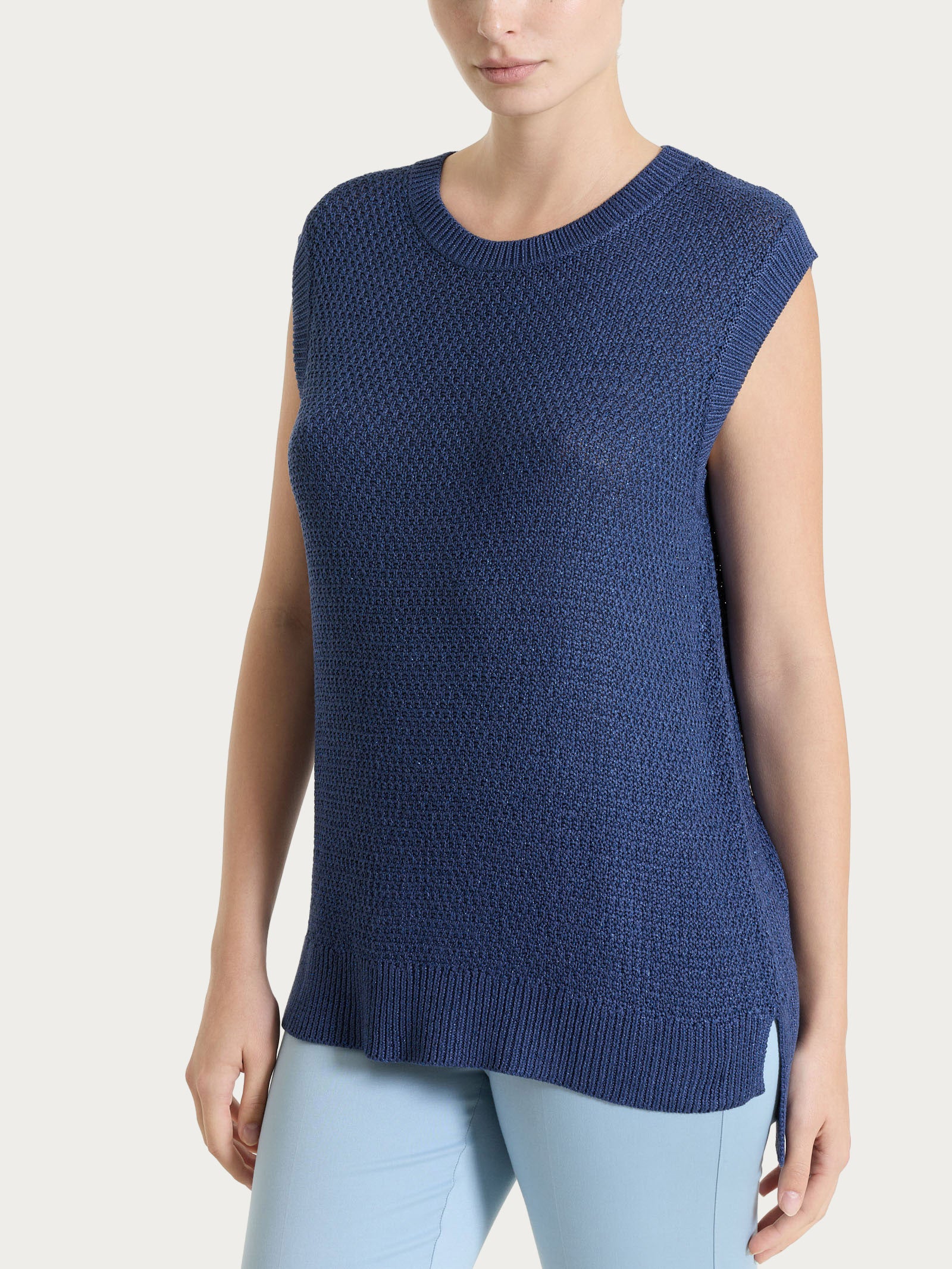 Smanicato in Lurex Rice Stitch Blu Donna - Ragno