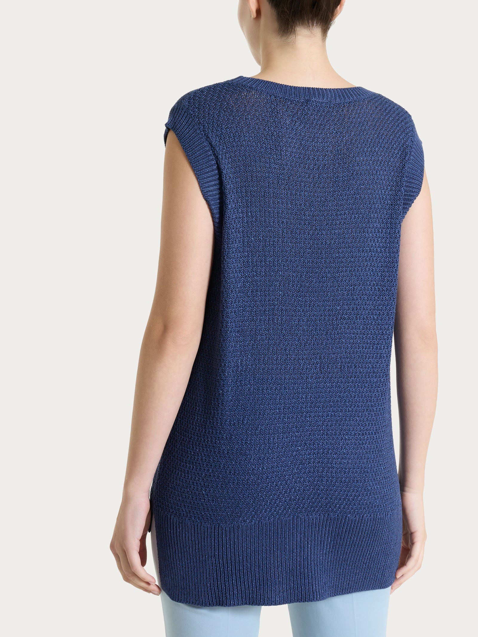 Smanicato in Lurex Rice Stitch Blu Donna - Ragno