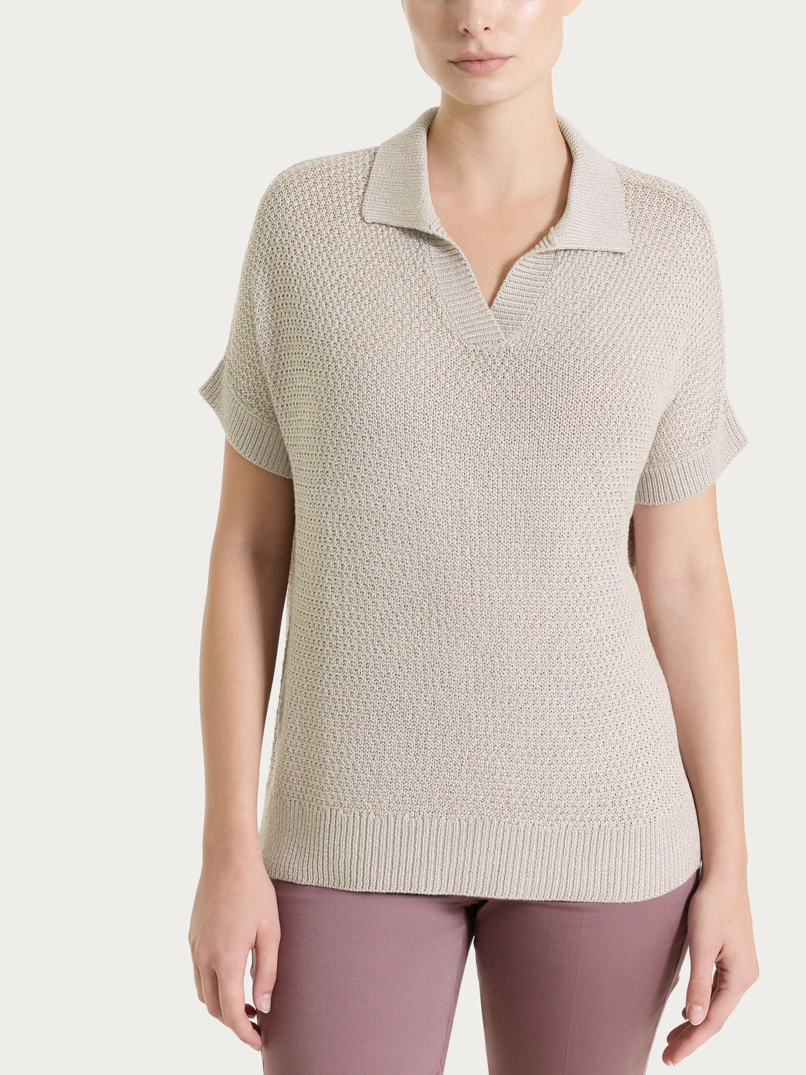 Polo in Lurex Rice Stitch Marroni Donna - Ragno