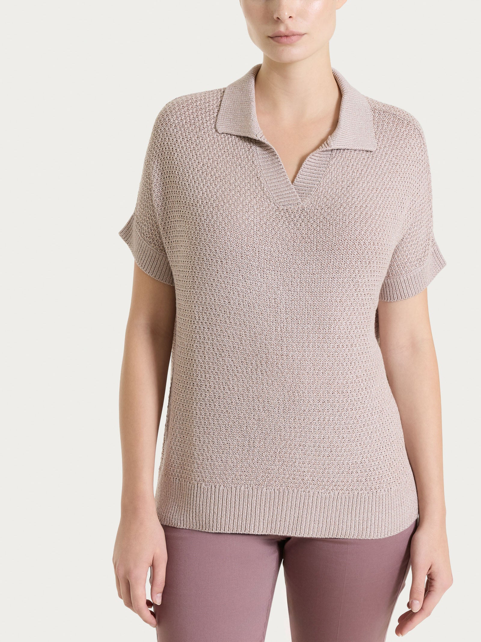 Polo in Lurex Rice Stitch Rosa Donna - Ragno