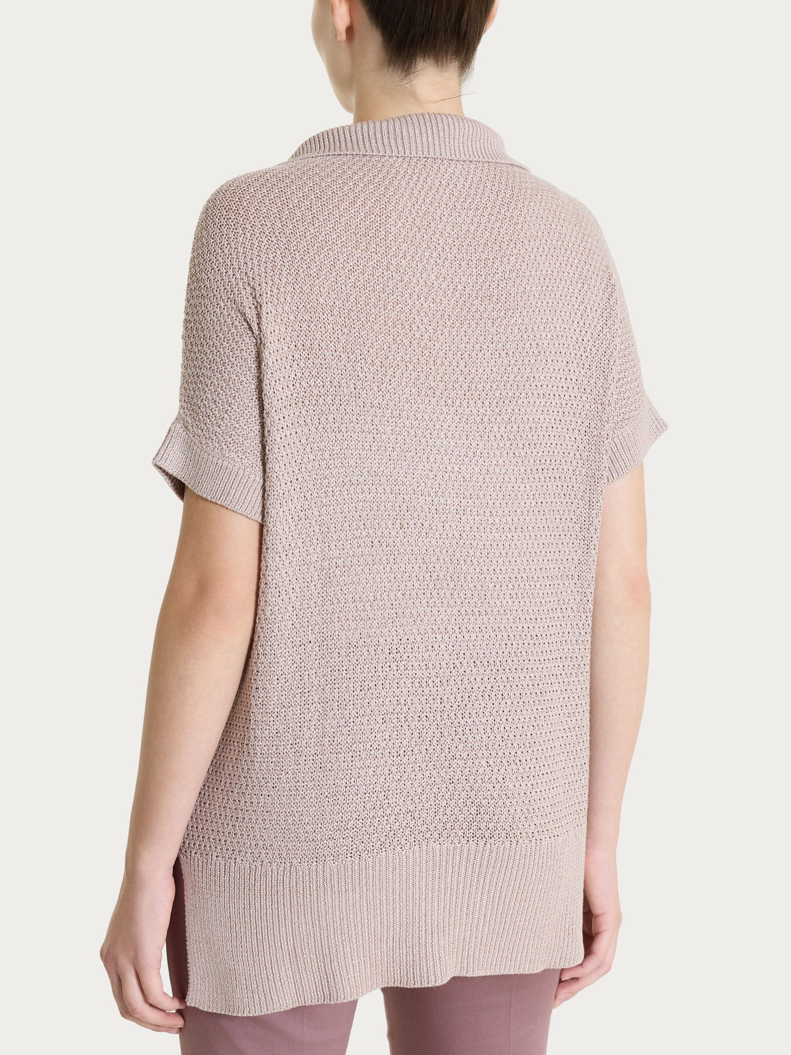 Polo in Lurex Rice Stitch Rosa Donna - Ragno