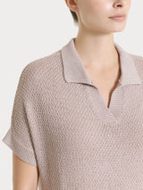Polo in Lurex Rice Stitch Rosa Donna - Ragno