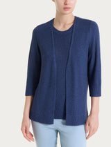 Cardigan aperto in Lurex Rice Stitch Blu Donna - Ragno