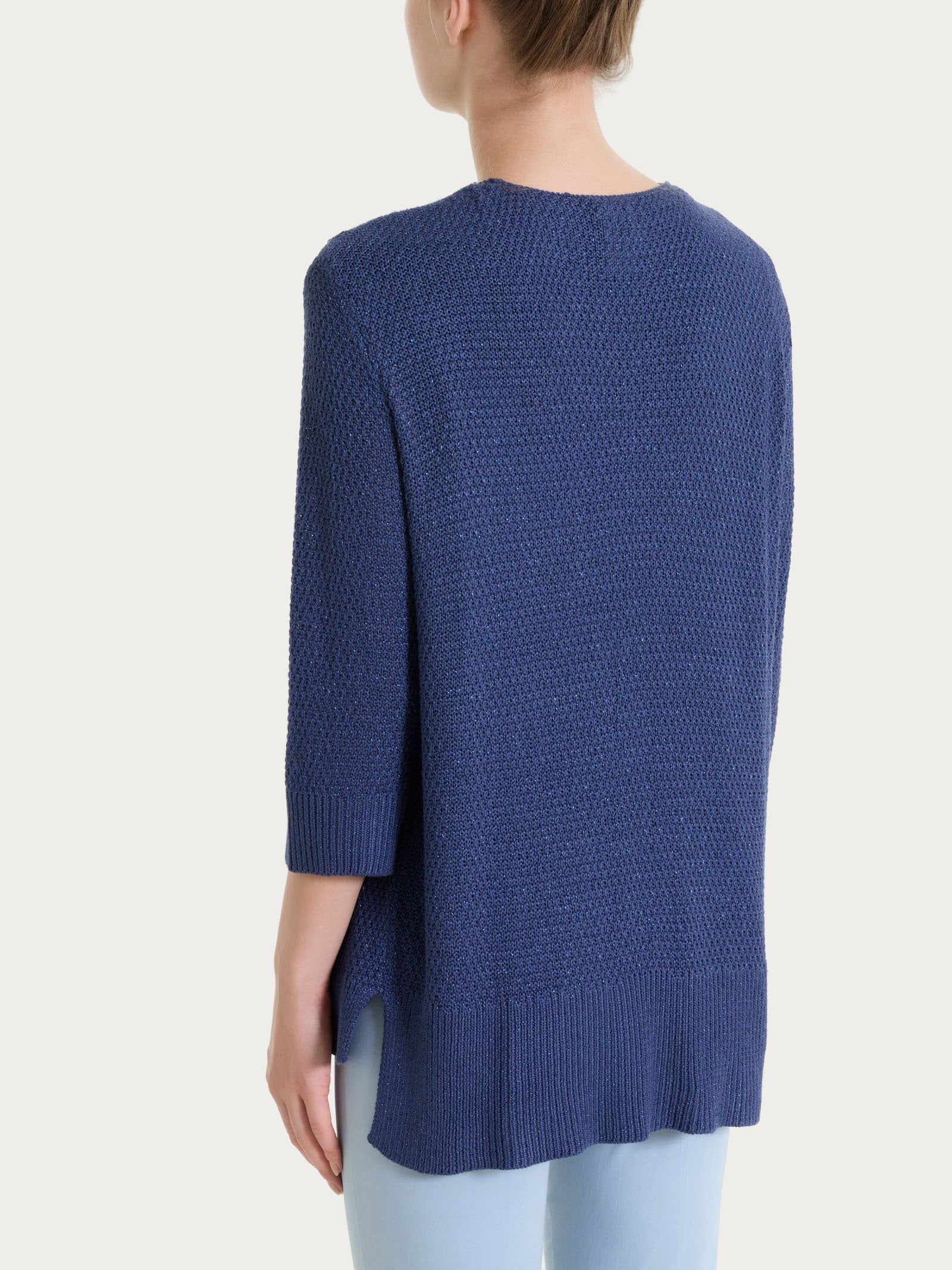 Cardigan aperto in Lurex Rice Stitch Blu Donna - Ragno