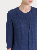 Cardigan aperto in Lurex Rice Stitch Blu Donna - Ragno