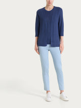 Cardigan aperto in Lurex Rice Stitch Blu Donna - Ragno