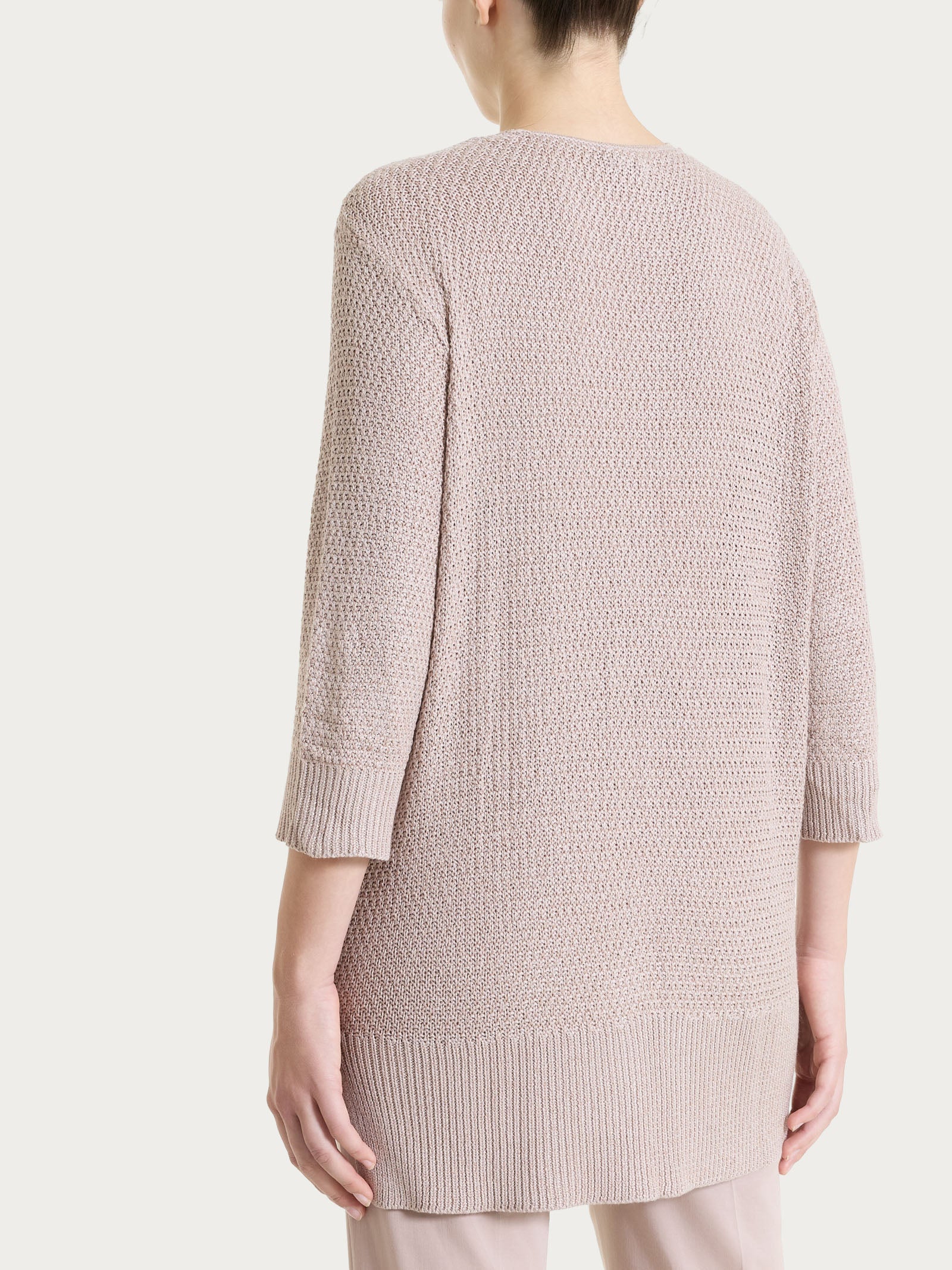 Cardigan aperto in Lurex Rice Stitch Rosa Donna - Ragno