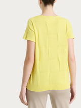 Maglia a manica corta con fantasia check in Puro Cotone Gialli Donna - Ragno