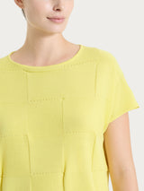 Maglia a manica corta con fantasia check in Puro Cotone Gialli Donna - Ragno