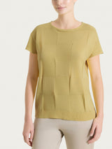 Maglia a manica corta con fantasia check in Puro Cotone Verdi Donna - Ragno