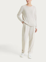 Maglia a manica lunga con fantasia check in Puro Cotone Bianchi Donna - Ragno