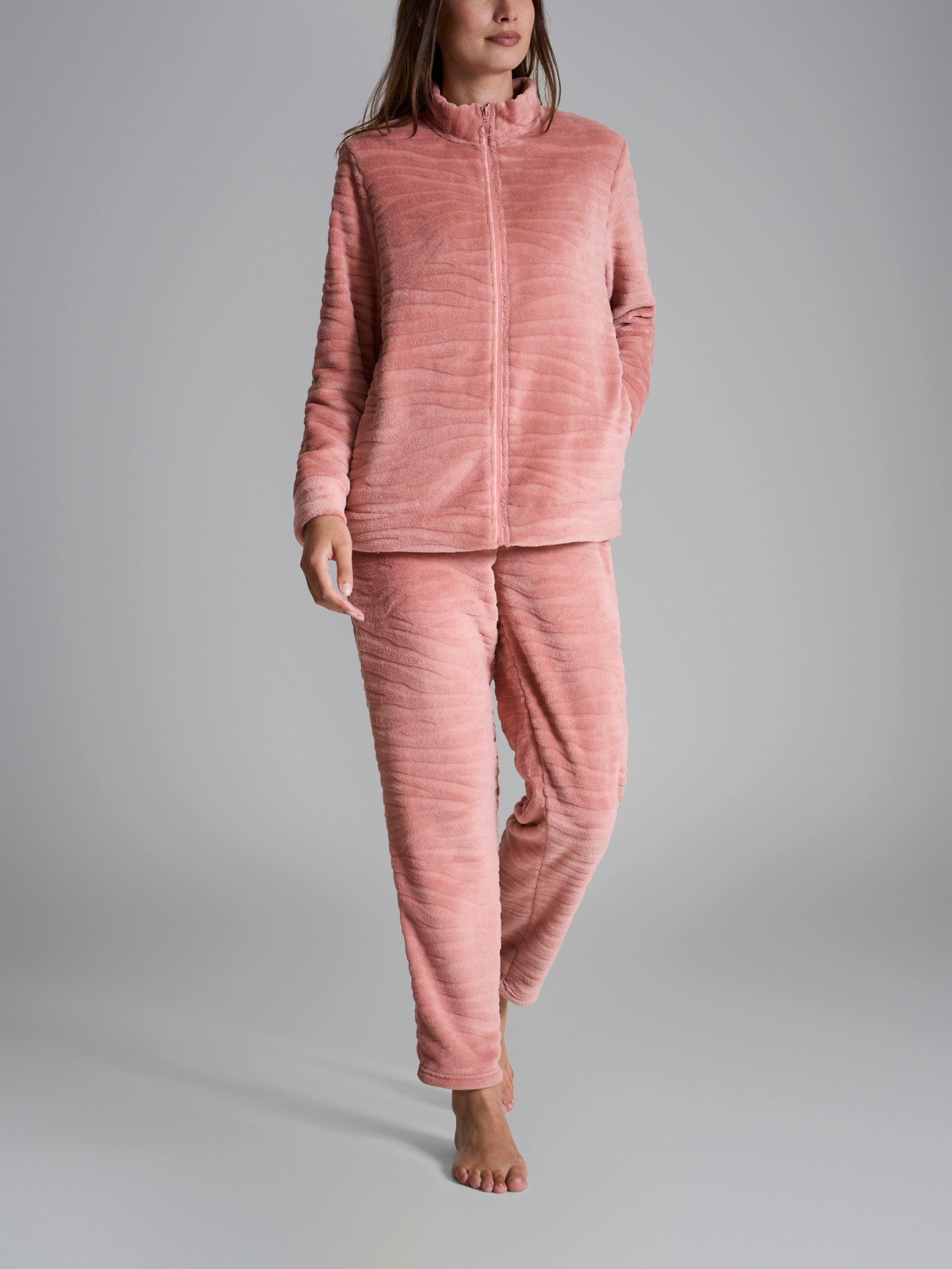 Tuta aperta con zip in Coral Fleece Arancioni Donna - Ragno