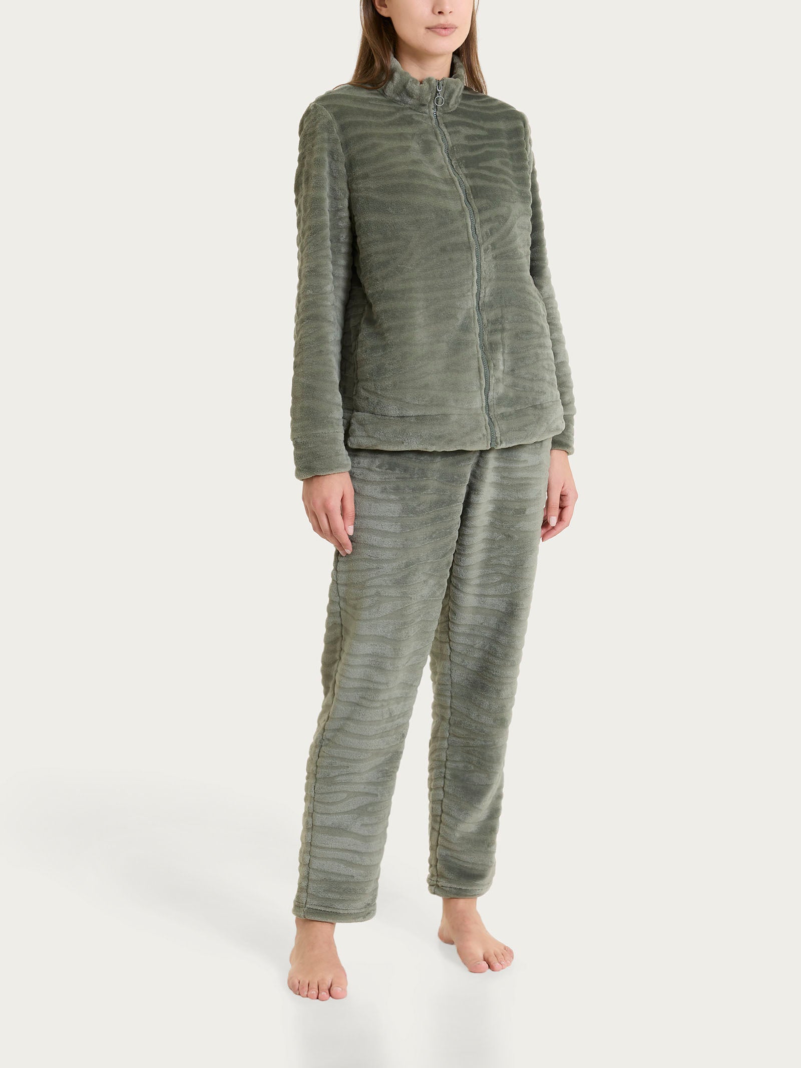 Tuta aperta con zip in Coral Fleece Grigi Donna - Ragno