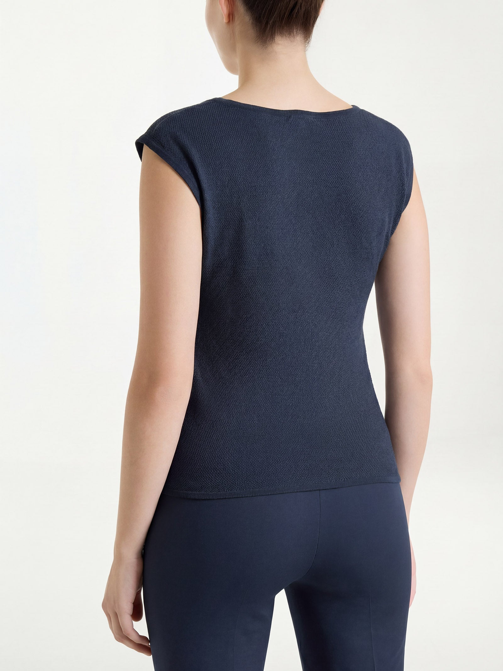 Smanicato in punto piquet di puro cotone Blu Donna - Ragno