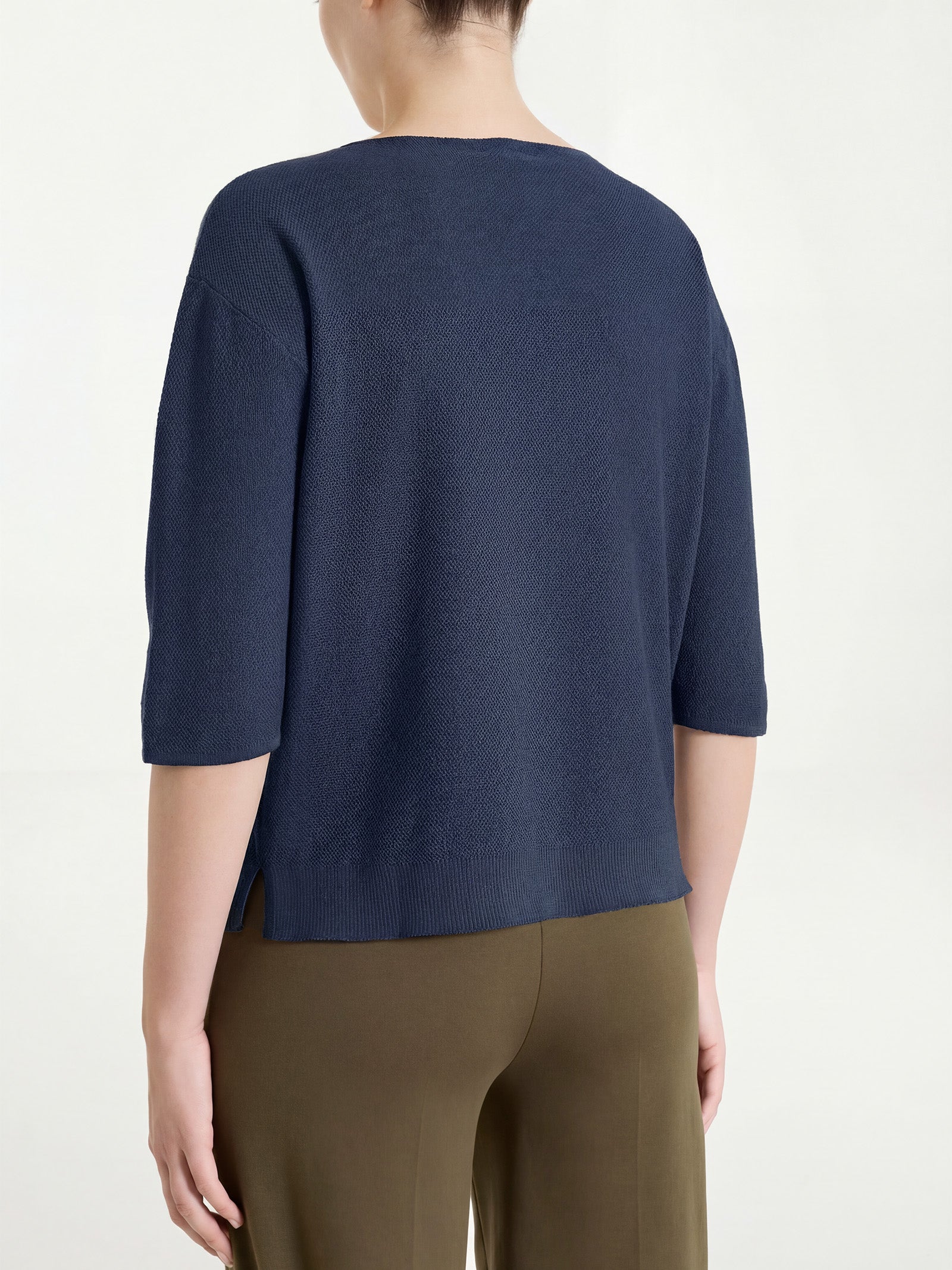 Maglia girocollo in punto piquet di puro cotone Blu Donna - Ragno