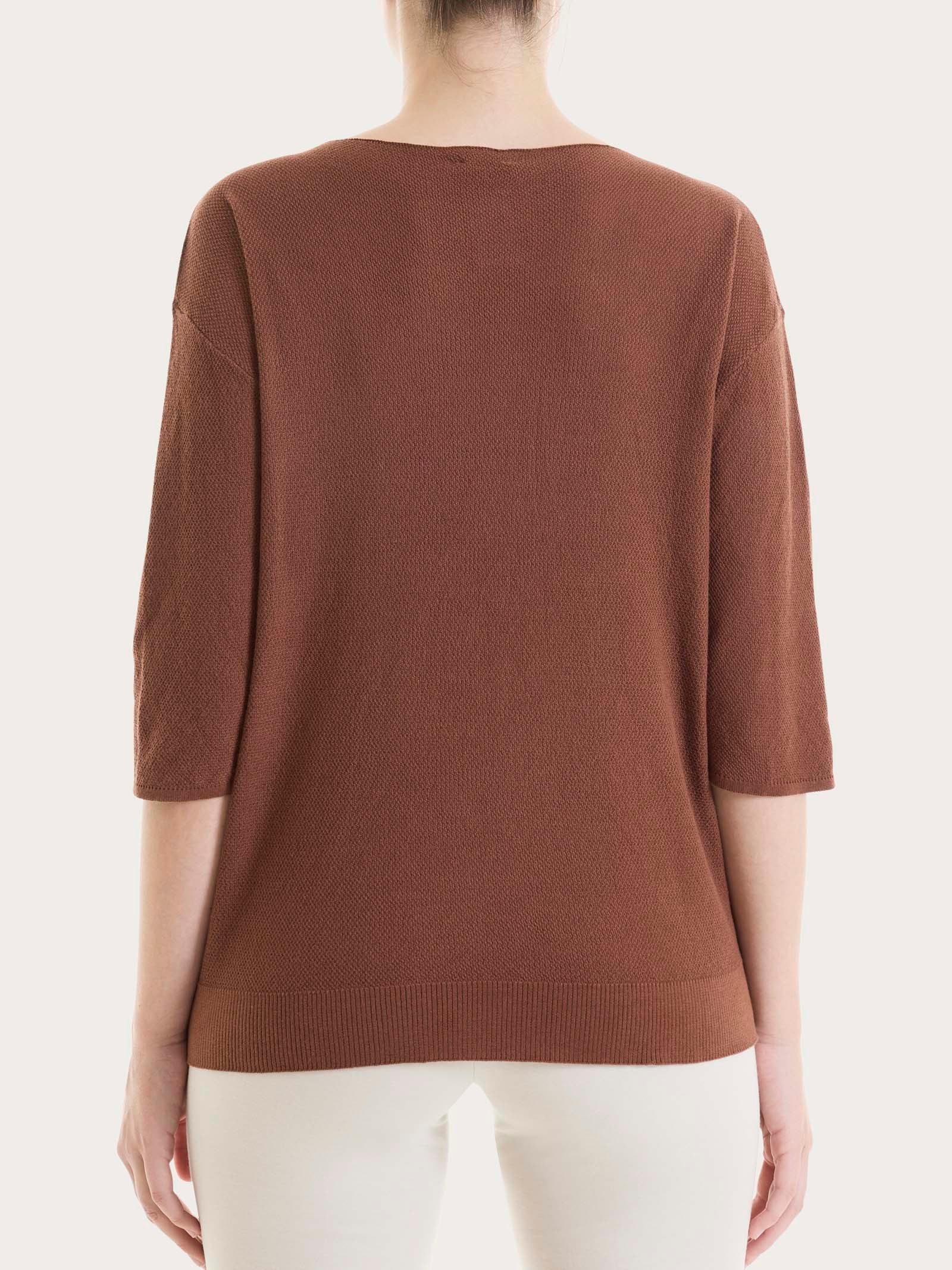 Maglia girocollo in punto piquet di puro cotone Marroni Donna - Ragno