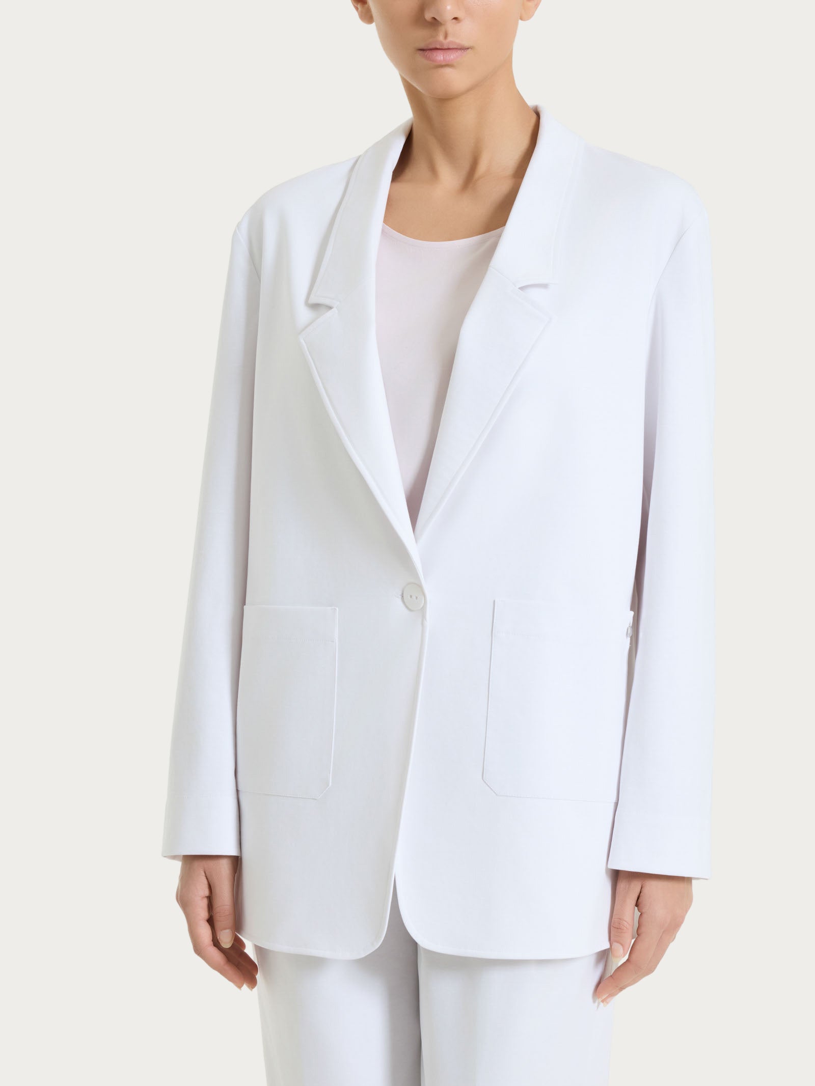 Blazer destrutturato con un bottone in Compact Light Bianchi Donna - Ragno