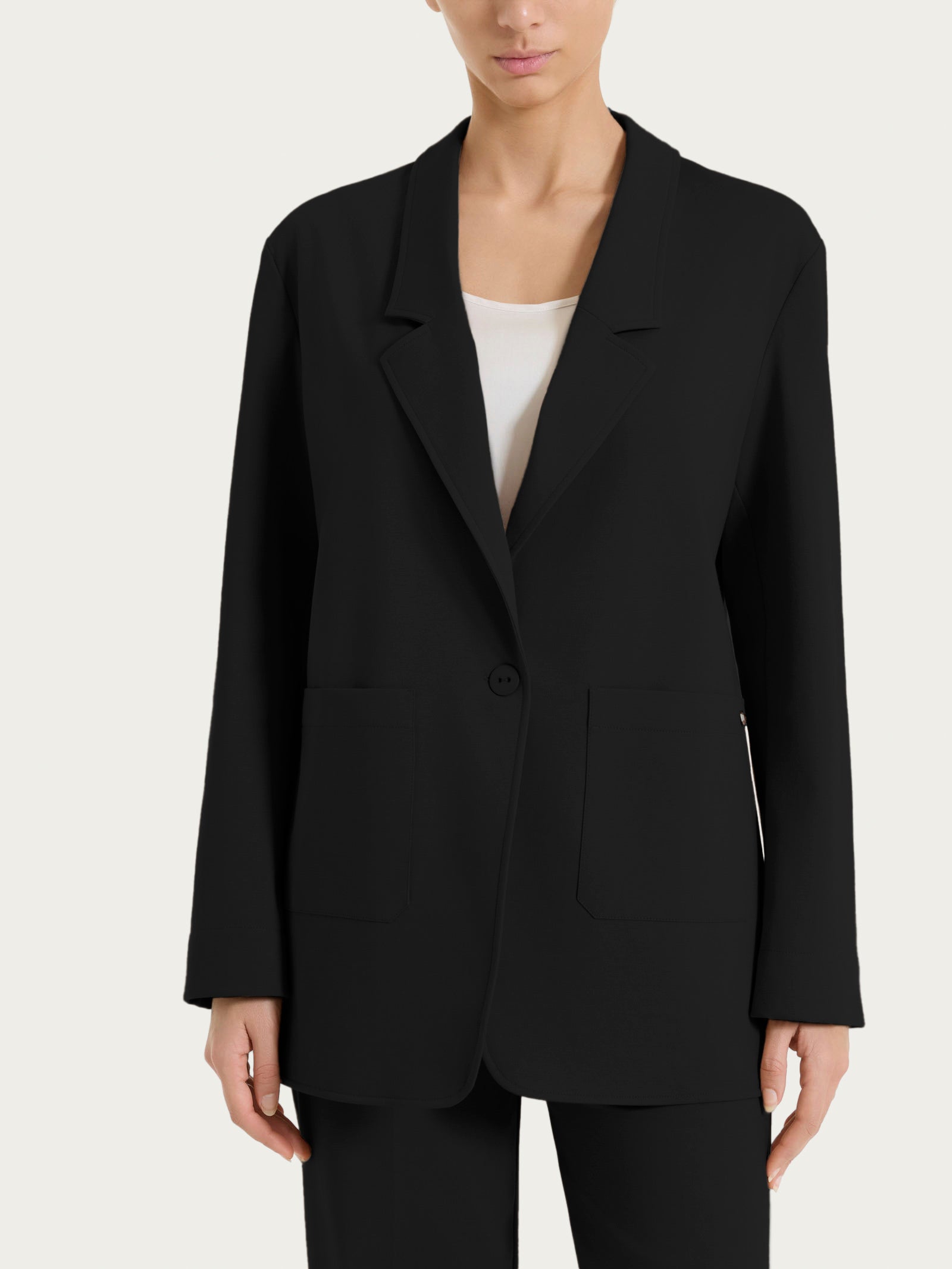 Blazer destrutturato con un bottone in Compact Light Neri Donna - Ragno