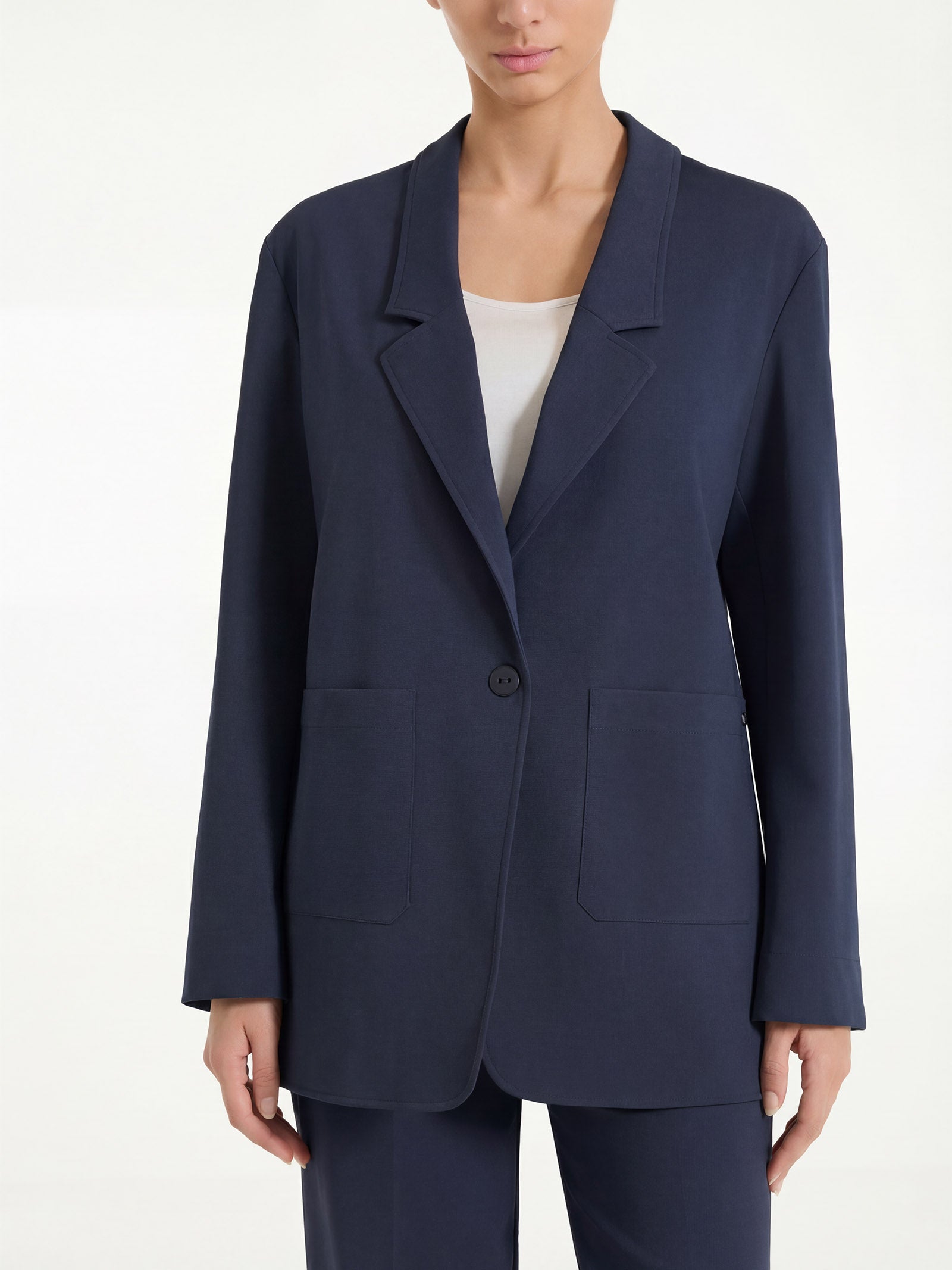 Blazer destrutturato con un bottone in Compact Light Blu Donna - Ragno