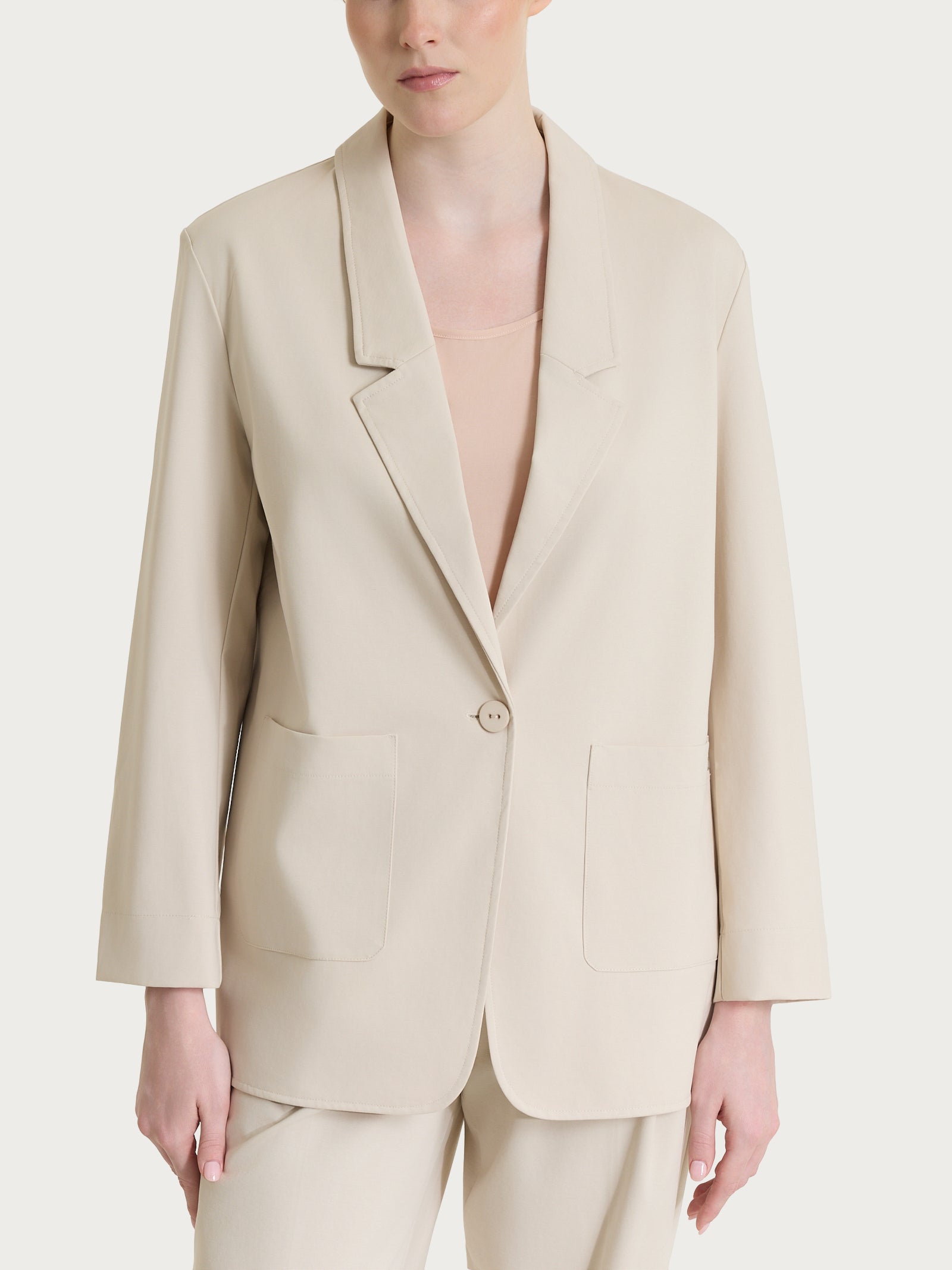 Blazer destrutturato con un bottone in Compact Light Bianchi Donna - Ragno