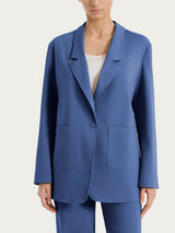 Blazer destrutturato con un bottone in Compact Light Blu Donna - Ragno