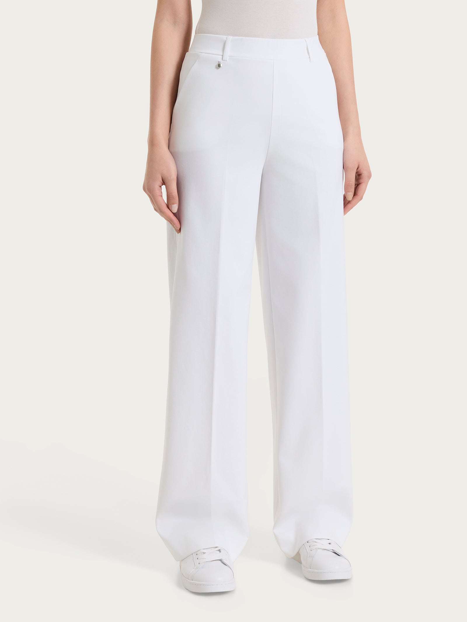 Pantalone a palazzo con tasche in Compact Light Bianchi Donna - Ragno